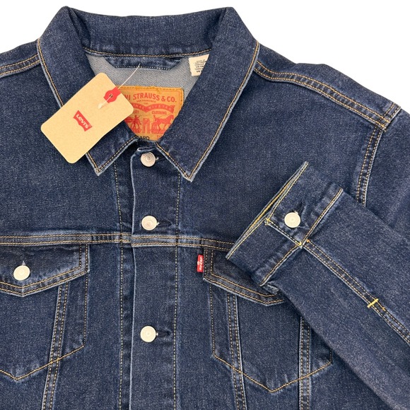 Levi Strauss Co Mens XL Trucker Jacket Dark Wash Denim XL NEW W/TAGS! - Picture 1 of 13
